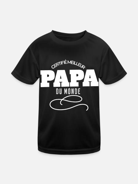 Certifié Meilleur papa du Monde - T-shirt sport Enfant - noir - Devant