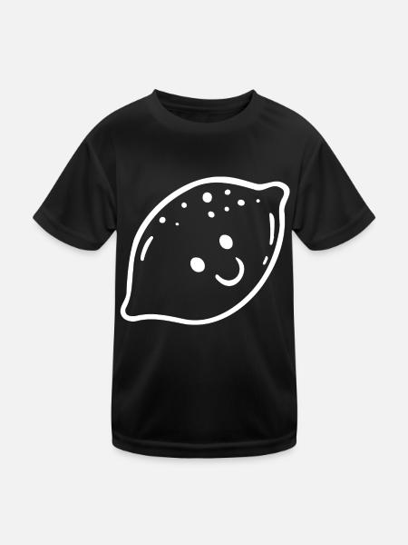 smiley citron drôle - T-shirt sport Enfant - noir - Devant