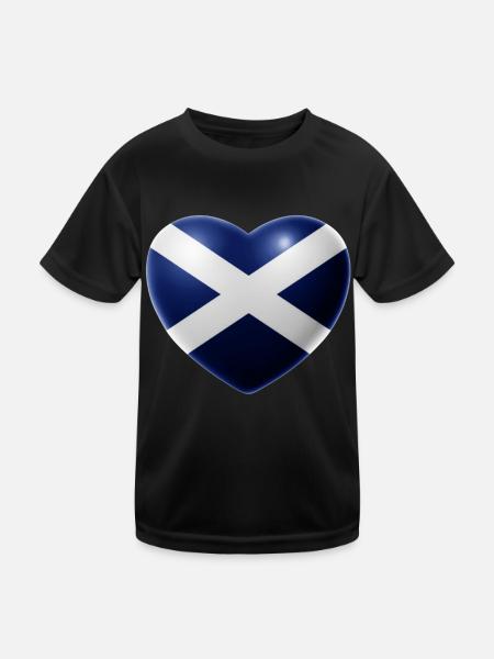 Herz (Schottland / Scotland) - Kinder Funktions-T-Shirt - Schwarz - Vorne