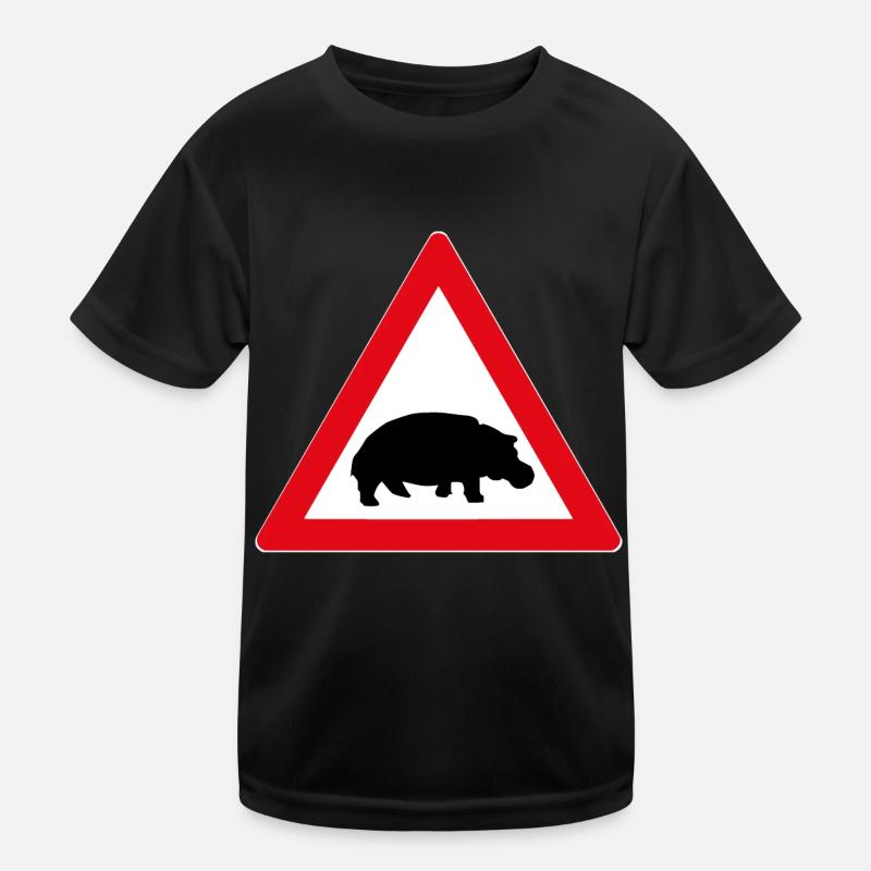 Straßenschild mit Nilpferd Kinder Funktions-T-Shirt