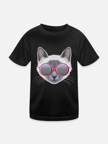Hypnotic Cat - Kids Functional T-Shirt - black - Front