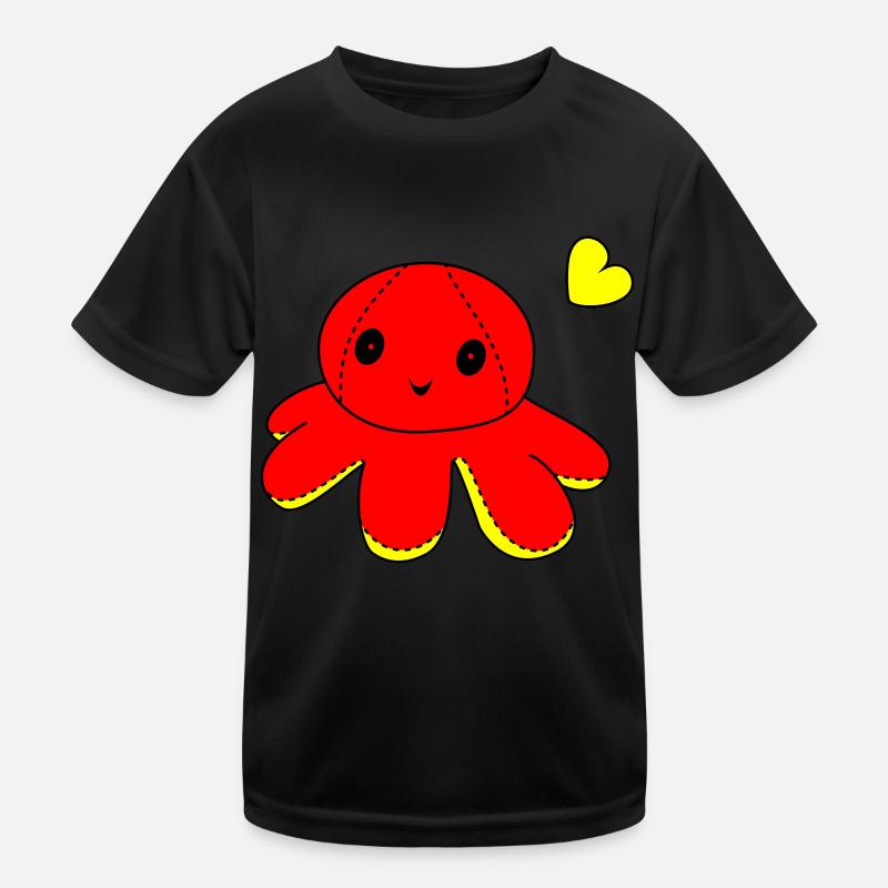 Krake - Kinder Funktions-T-Shirt - Schwarz