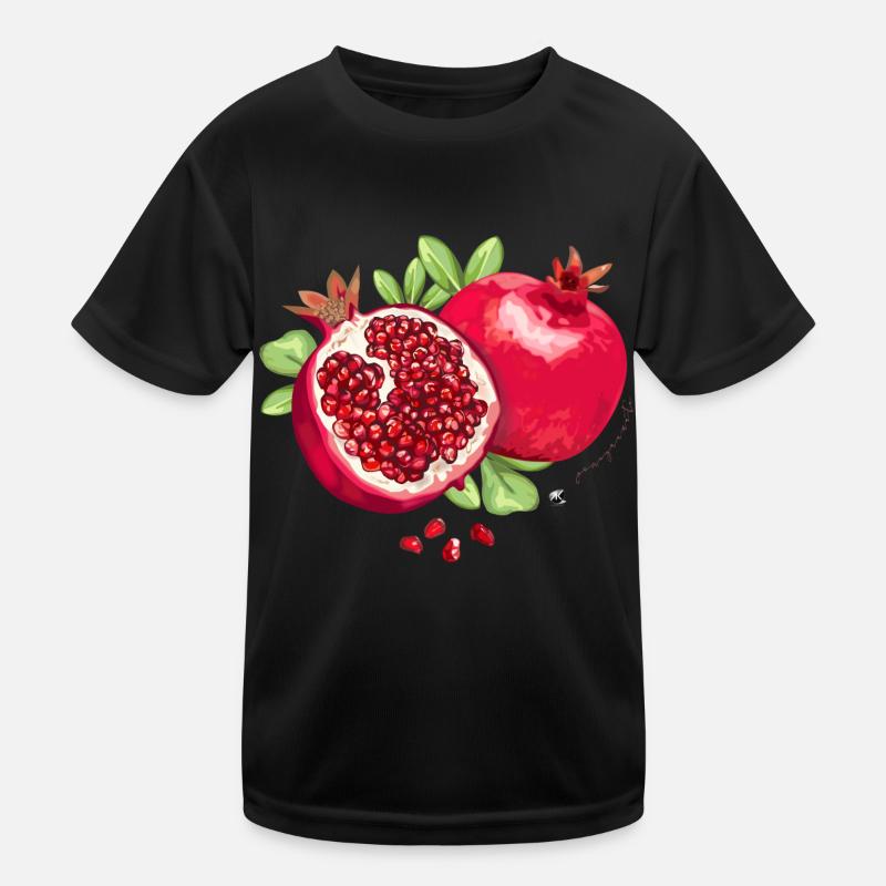 Illustration de grenade, feuilles et graines de grenade - T-shirt sport Enfant - noir