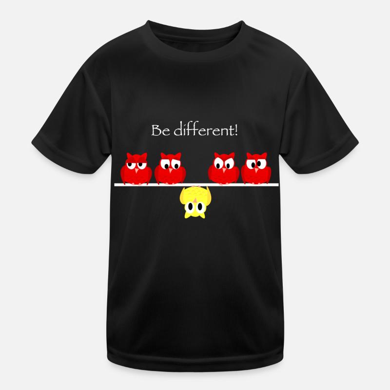 Be different - think different mit kleinen Eulen - Kinder Funktions-T-Shirt - Schwarz