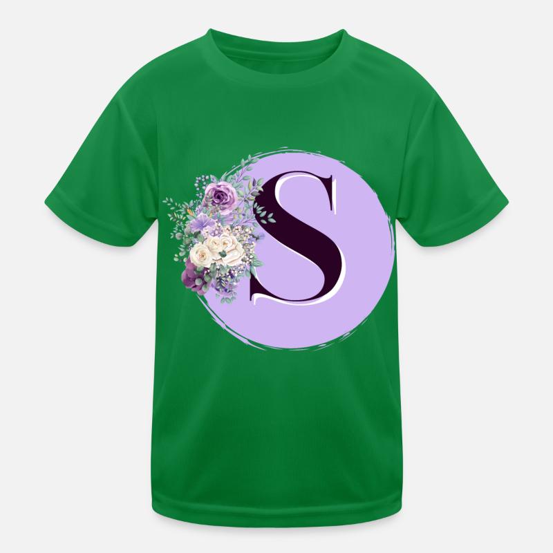 Buchstabe S Krone der Blumen Kinder Funktions-T-Shirt