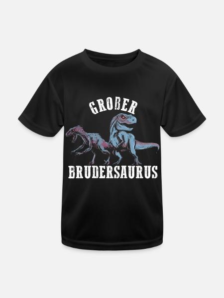 Großer Brudersaurus T-Rex Dino Geschenk Großer Bru - Kinder Funktions-T-Shirt - Schwarz - Vorne