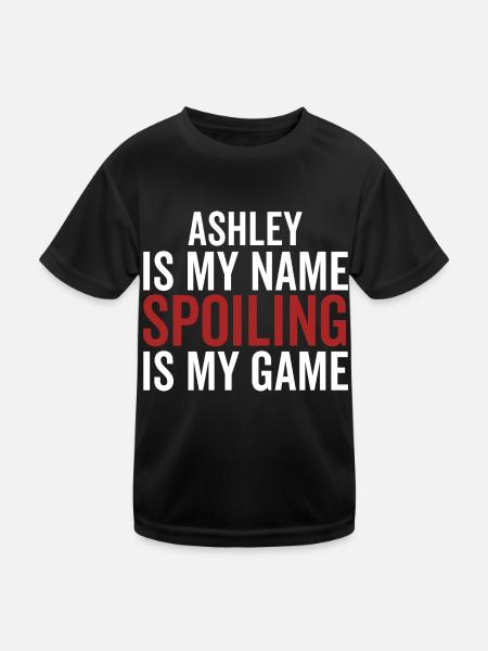 Ashley est mon nom Spoiling est mon jeu - T-shirt sport Enfant - noir - Devant