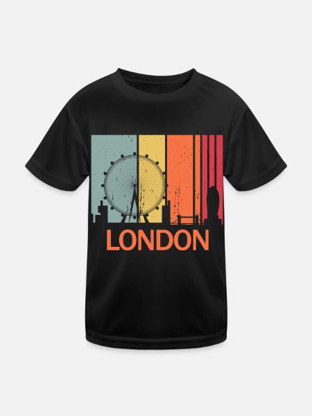 London - Kinder Funktions-T-Shirt - Schwarz