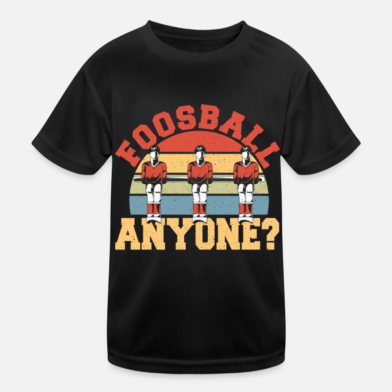 Retro Table Soccer Player Vintage Foosball Anyone Kids Functional T-Shirt