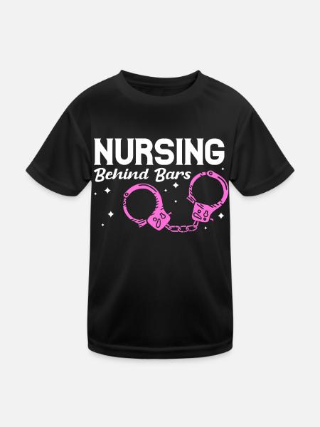 Nursing Behind Bars - Drôle d’infirmière correctionnelle - T-shirt sport Enfant - noir - Devant