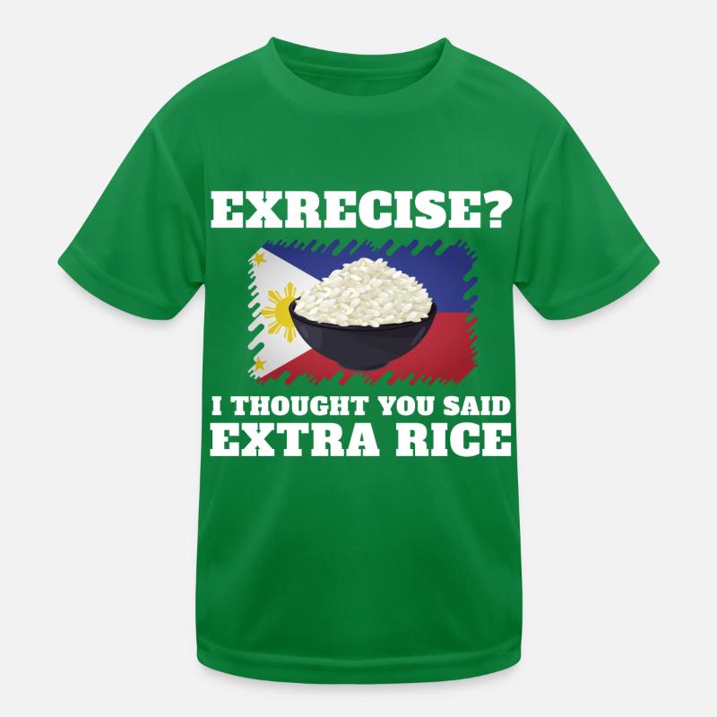 Excercise I thought they said extra rice Kids Functional T-Shirt