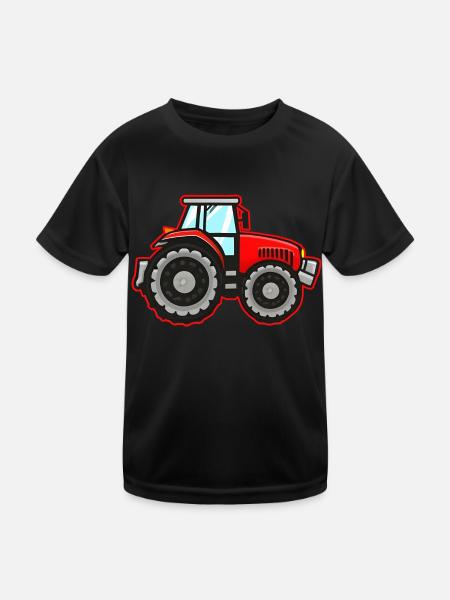Bauers Roter Traktor - Kinder Funktions-T-Shirt - Schwarz - Vorne