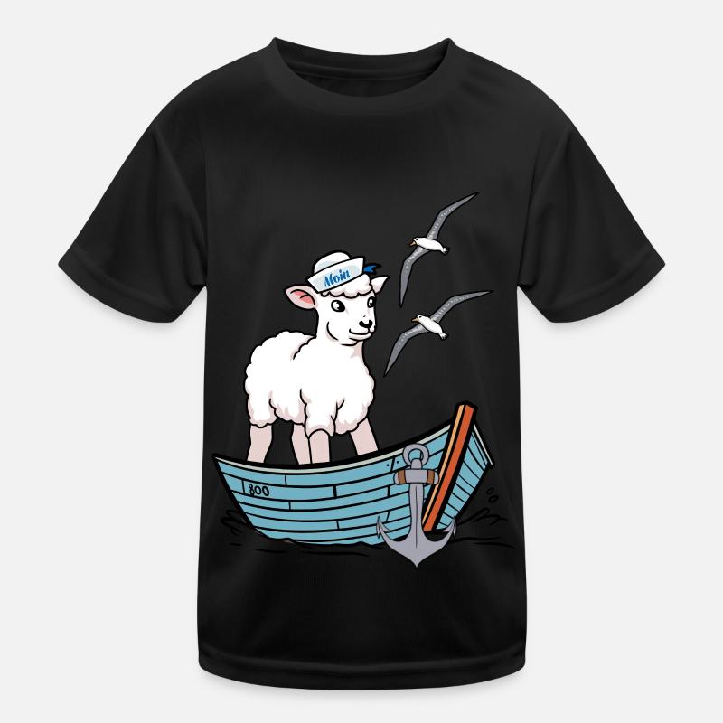 Moin maritim Schaf Boot Schafe Küste Boot Kinder Funktions-T-Shirt