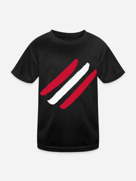 Drapeau de l’Autriche - Style Stripes - T-shirt sport Enfant - noir - Devant