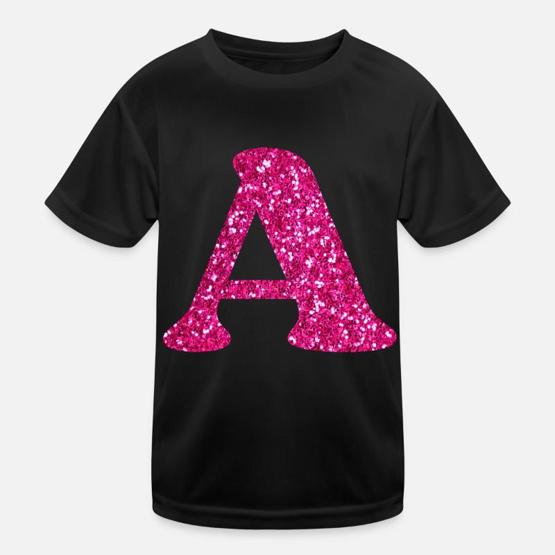 Buchstabe A Rosa Glitzer Kinder Funktions-T-Shirt