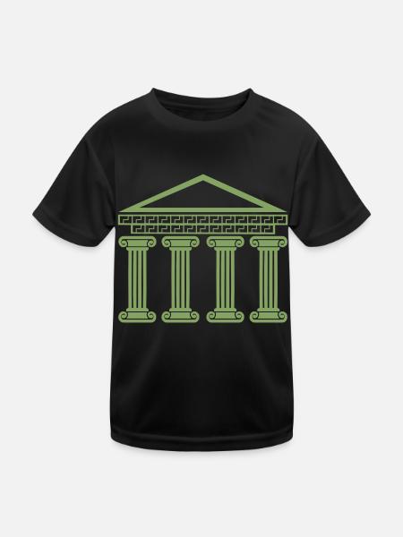 griechisches antikes gebäude - Kinder Funktions-T-Shirt - Schwarz - Vorne