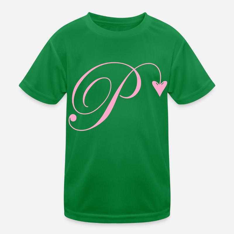 Monogramm P Herz Ranke Kinder Funktions-T-Shirt