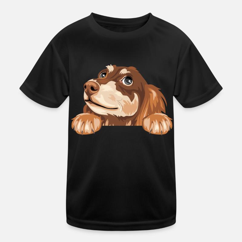 Dreaming peeking dachshund Kids Functional T-Shirt