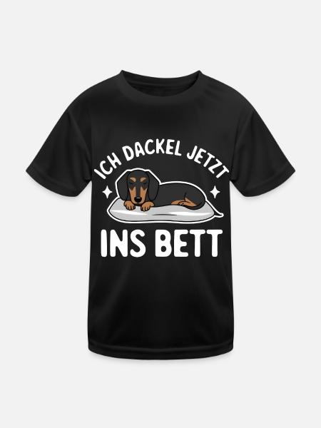 Ich Dackel Jetzt Ins Bett! Dackel Liebhaber - Kinder Funktions-T-Shirt - Schwarz - Vorne