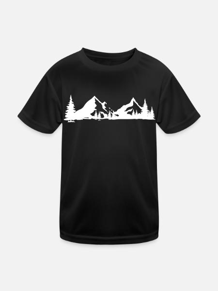 Berge - Kinder Funktions-T-Shirt - Schwarz - Vorne