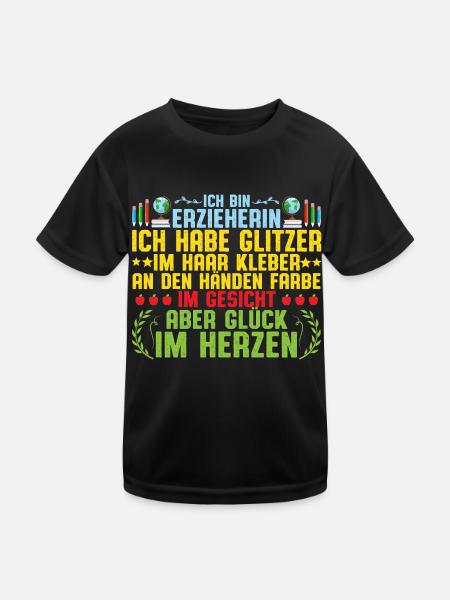 Ich bin Erzieherin im Kindergarten - Kinder Funktions-T-Shirt - Schwarz - Vorne