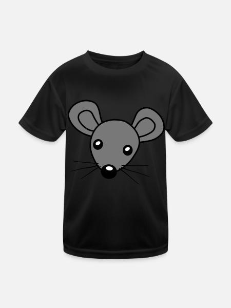 Maus Kopf Clipart - Kinder Funktions-T-Shirt - Schwarz - Vorne