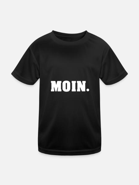 Moin Hallo Mundart - Kinder Funktions-T-Shirt - Schwarz - Vorne
