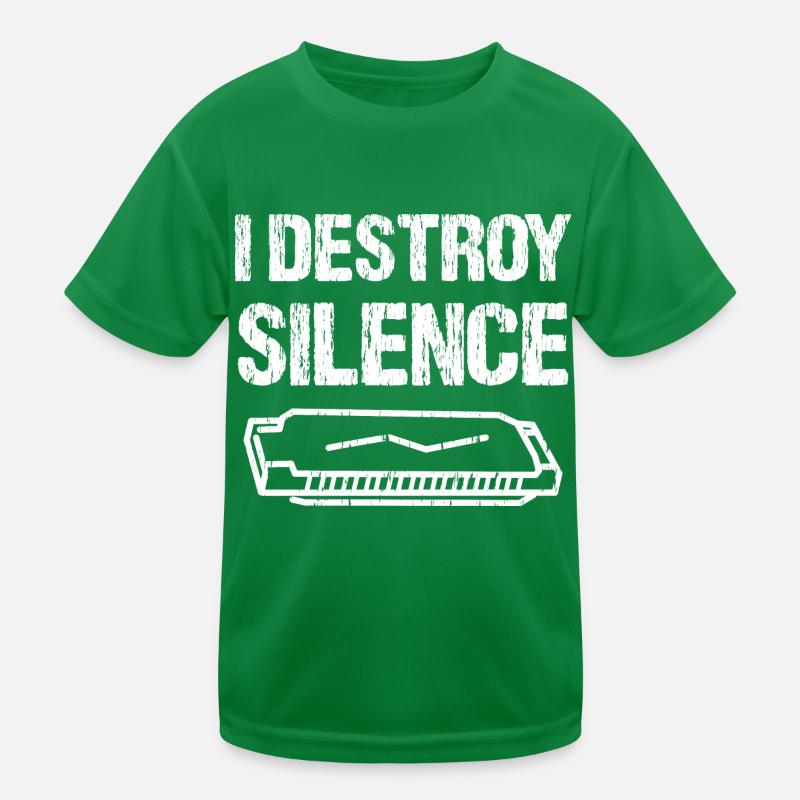 I Destroy Silence Funny Harmonica Player T-shirt sport Enfant
