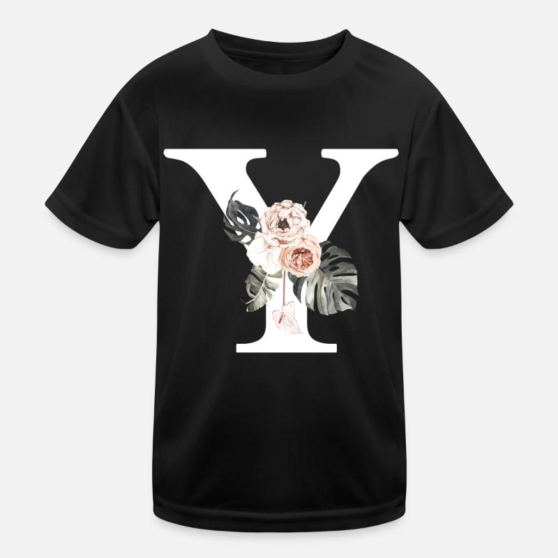 Tropischer Blumen-Y-Brief Kinder Funktions-T-Shirt