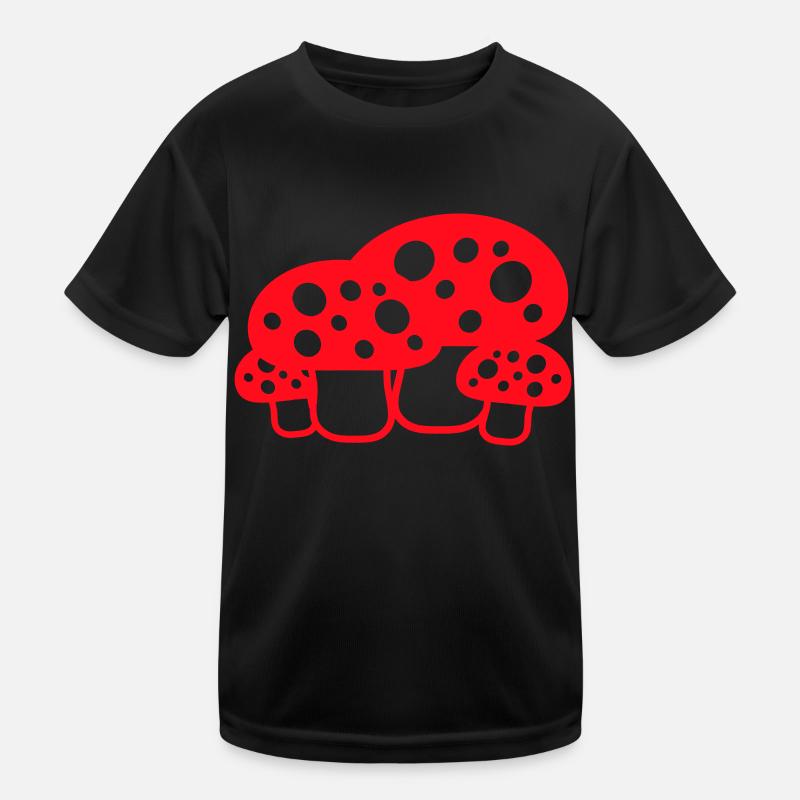 Many Mushrooms Red Dots Pattern Toadstool Fungus Kids Functional T-Shirt