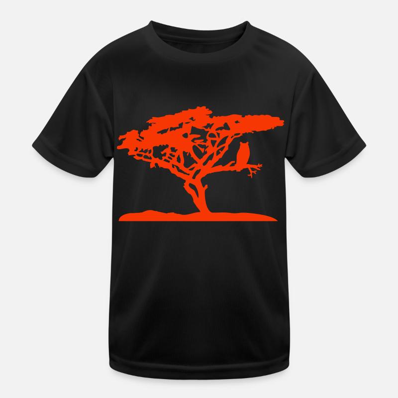 Afrika Savanne Baum Eule Vogel Nacht Silhouette Kinder Funktions-T-Shirt