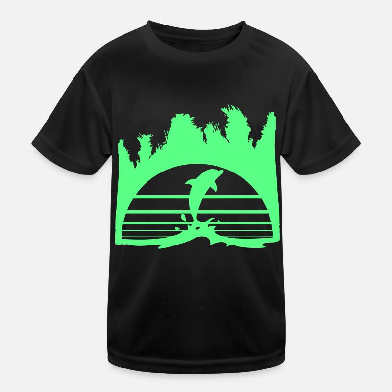 dauphin lignes de saut soleil palmiers silhouette cool T-shirt sport Enfant
