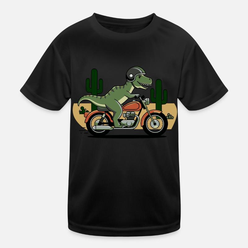 T-Rex on a Motorcycle Kids Functional T-Shirt