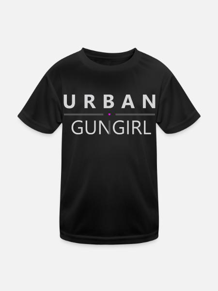 URBAN GUN GIRL - Logo Original Light - Kinder Funktions-T-Shirt - Schwarz - Vorne