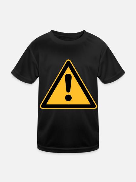 Safety-Sign Warning - Kinder Funktions-T-Shirt - Schwarz - Vorne