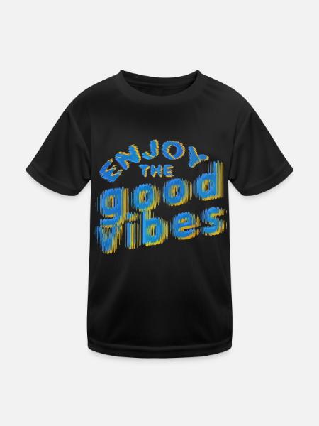 Good Vibes (Schriftzug) 02 - Kinder Funktions-T-Shirt - Schwarz - Vorne