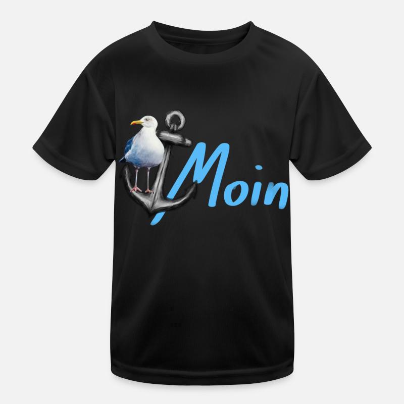 Möwe - Kinder Funktions-T-Shirt - Schwarz