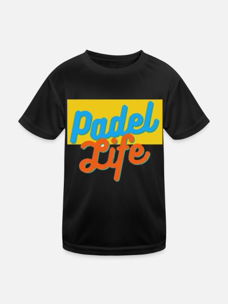 Padel Life - Kinder Funktions-T-Shirt - Schwarz - Vorne