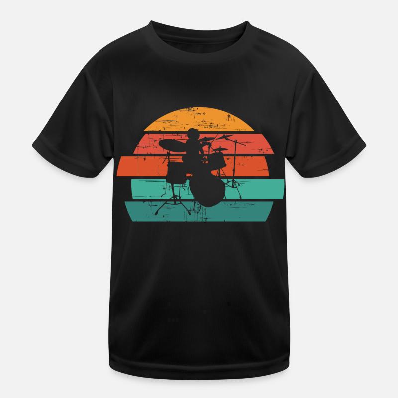 Drummer Retro Drums Vintage - Kids Functional T-Shirt - black
