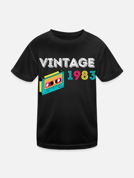 Vintage 1983 cassette 39 years old 1983 - Kids Functional T-Shirt - black - Front