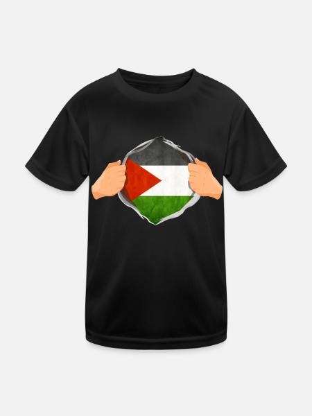 Strong Palestinian Hero Fun Gift - Kids Functional T-Shirt - black - Front