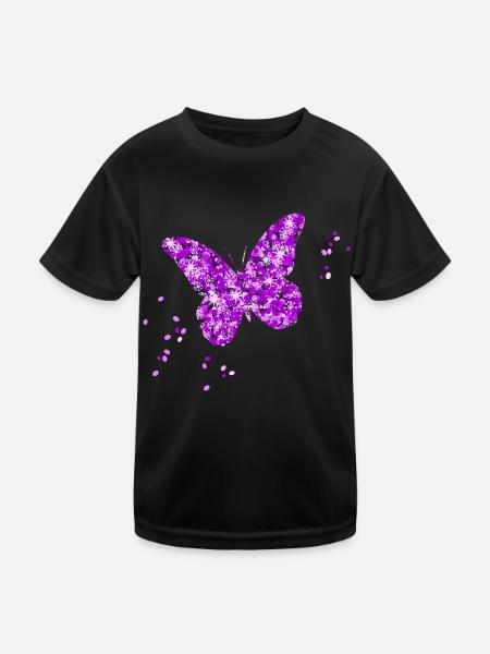 Schmetterling - Kinder Funktions-T-Shirt - Schwarz