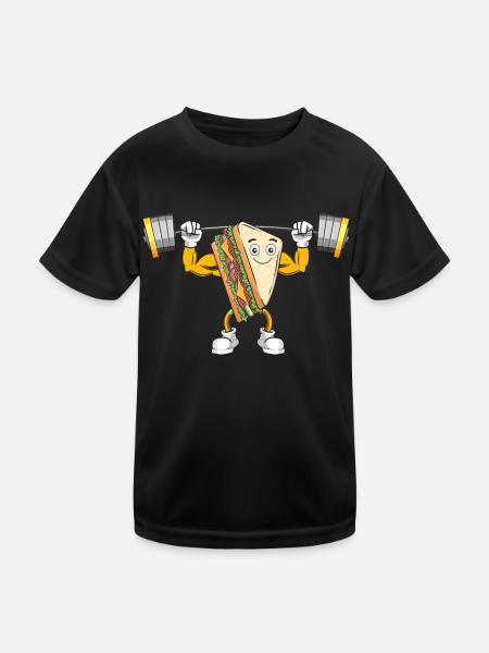 Body Building Sandwich Fitness Workout Gym - Kids Functional T-Shirt - black - Front