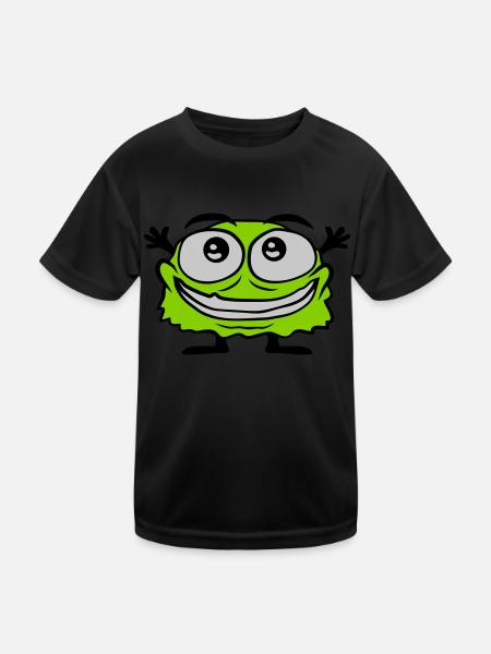 Kleines süßes haariges Monster - Kinder Funktions-T-Shirt - Schwarz - Vorne