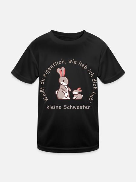 kleine Schwester | lieb haben - Kinder Funktions-T-Shirt - Schwarz - Vorne