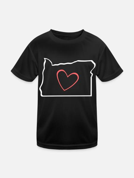 Heart Oregon Karte Design für stolze Oregonianer - Kinder Funktions-T-Shirt - Schwarz - Vorne