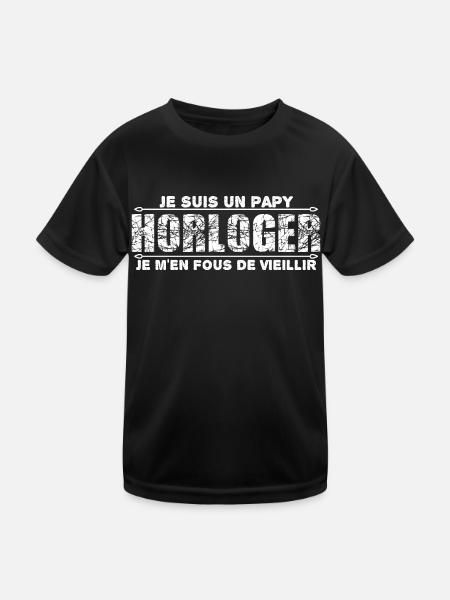 je suis un papy horloger cadeau de mon papy. - T-shirt sport Enfant - noir - Devant