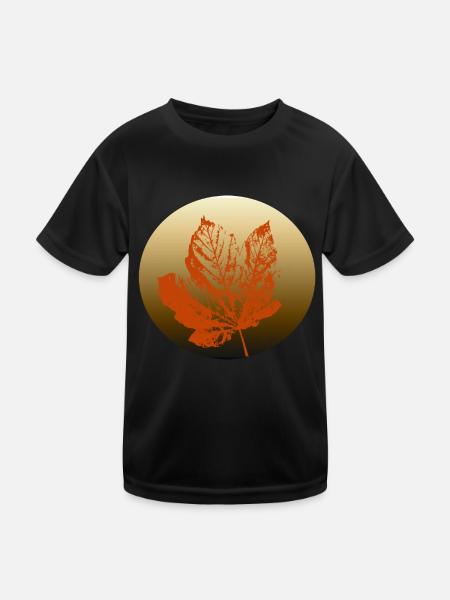 Autumn leaf gold - Kids Functional T-Shirt - black - Front