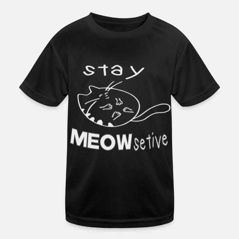 stay MEOWsetive - Kinder Funktions-T-Shirt - Schwarz