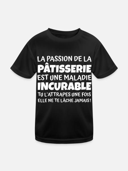passion pâtisserie / cadeau humour patissière - T-shirt sport Enfant - noir - Devant